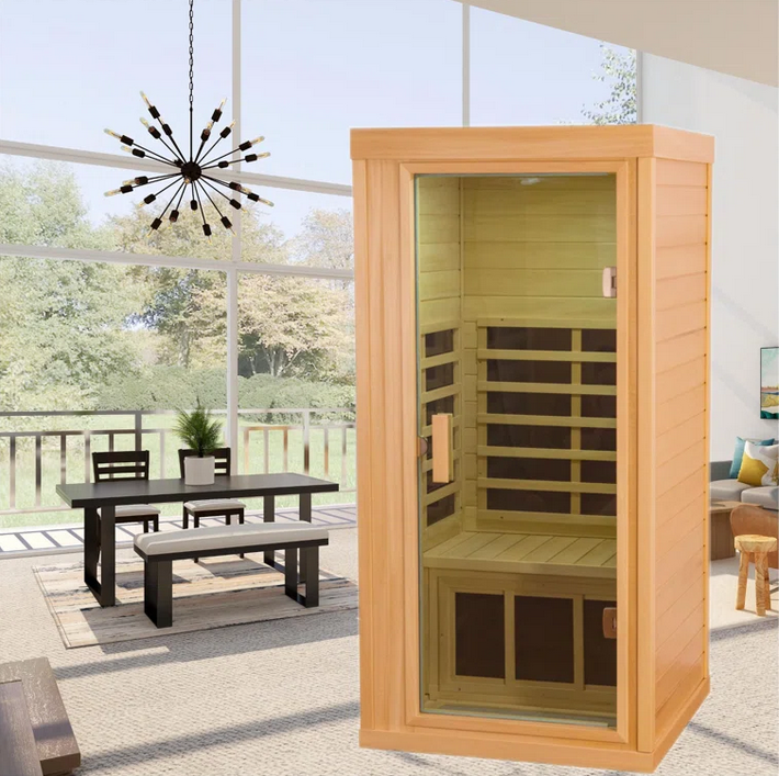 JESTOP Bluetooth Compatible FAR Infrared Sauna in Basswood WMQ-S00006